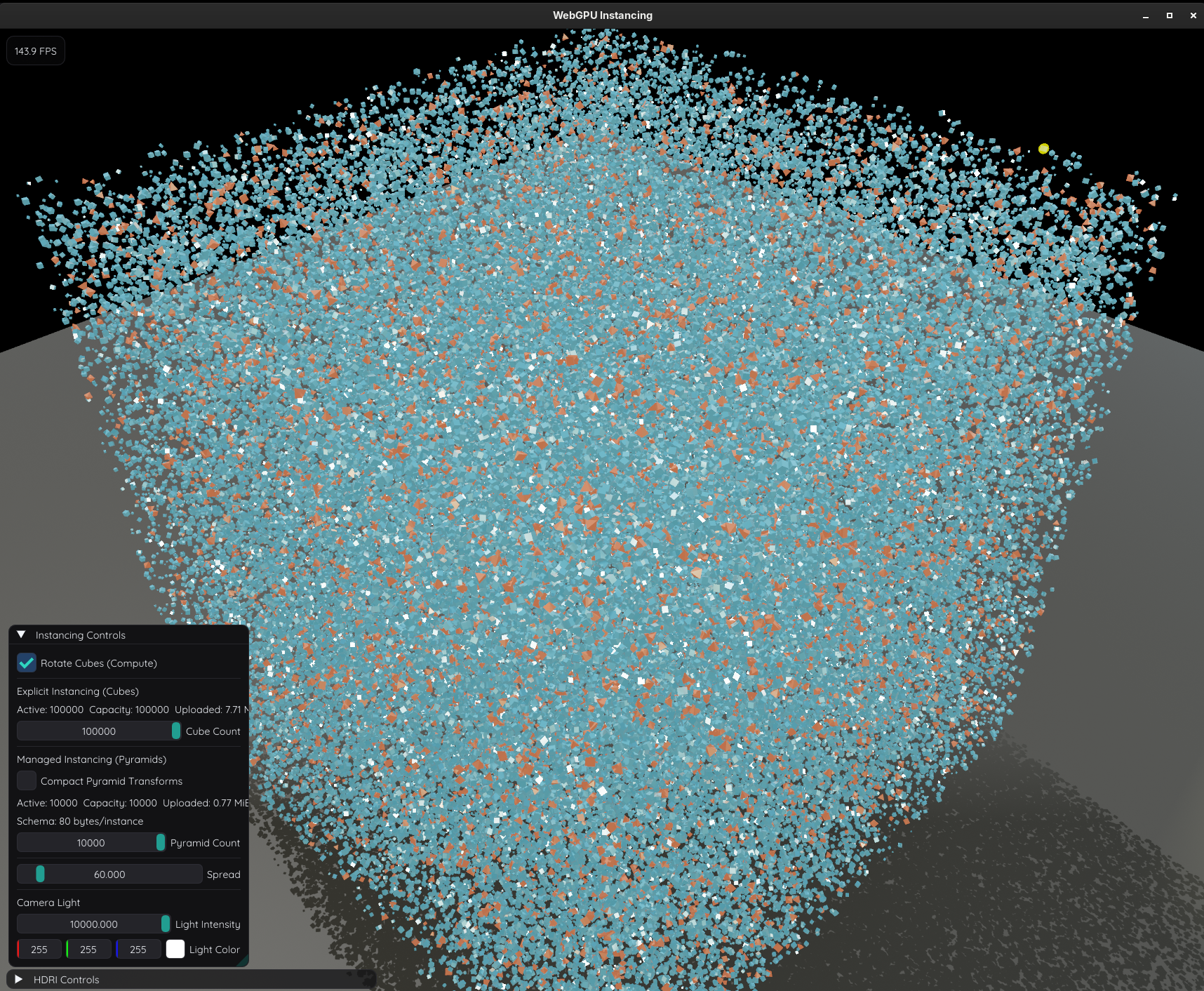WebGPU Hardware Instancing: 100,000 Cubes Animated Concurrently via Compute Shader at 144 FPS