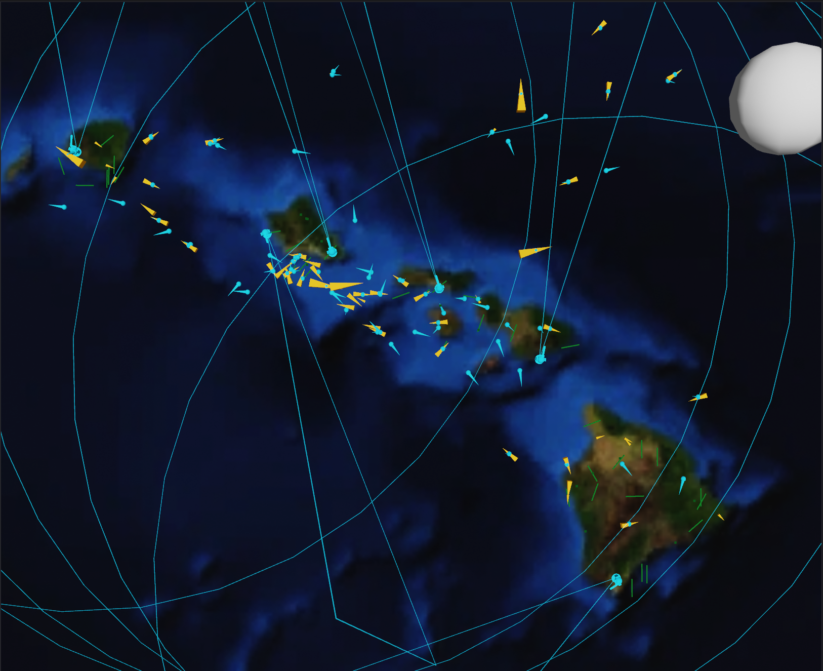 Multi-Sensor Optical & IR Tracking: Scanning infrared camera network across the Hawaiian archipelago tracking commercial air traffic with field-of-regard limits and kinematic velocity vectors